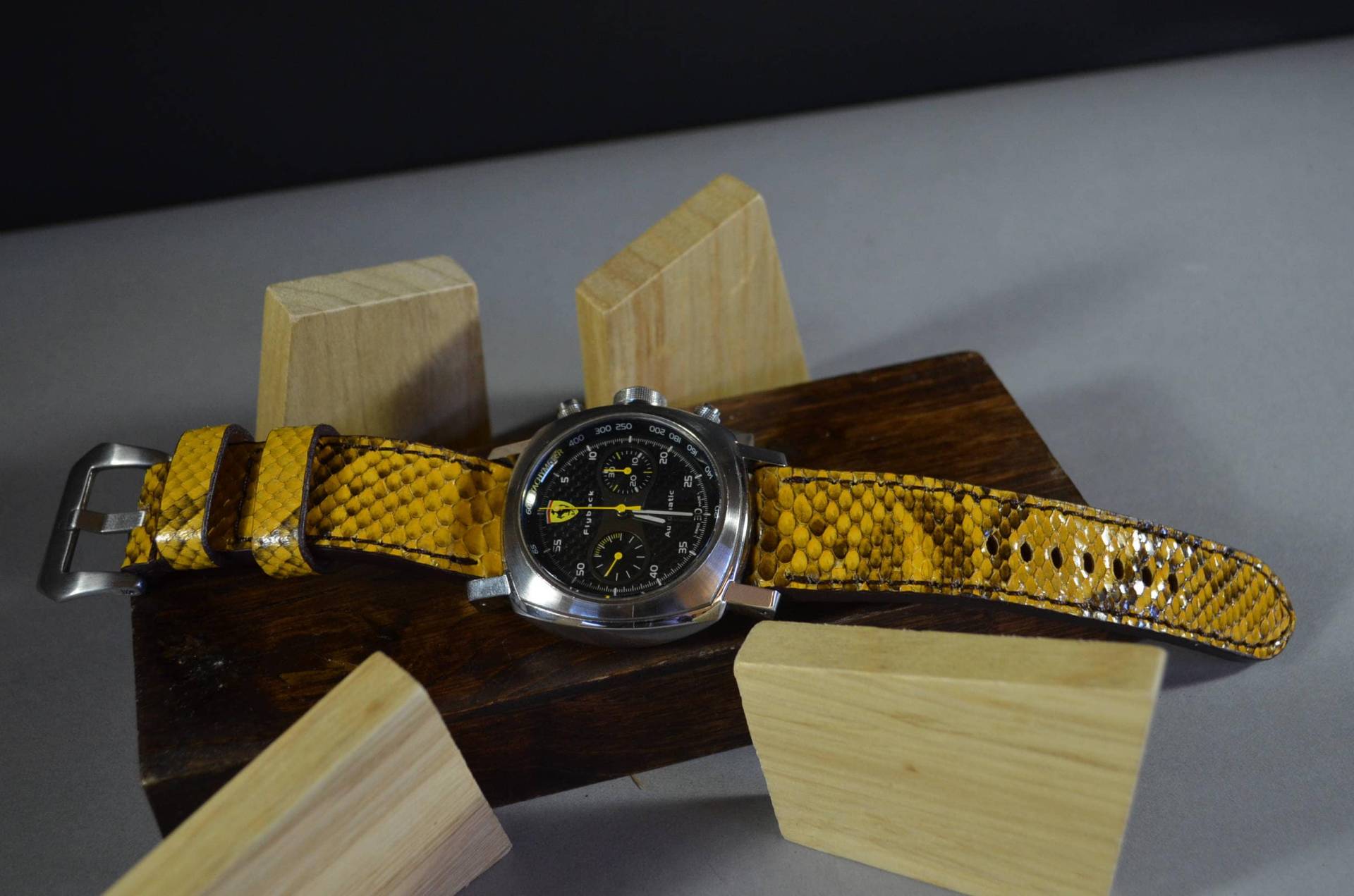 Ma Uhrenarmband 26 24 22mm Gelb Glänzend Echt Python Schlangenhaut Handarbeit Band Panerai Breitling Apple Iwatch von MANSAREA