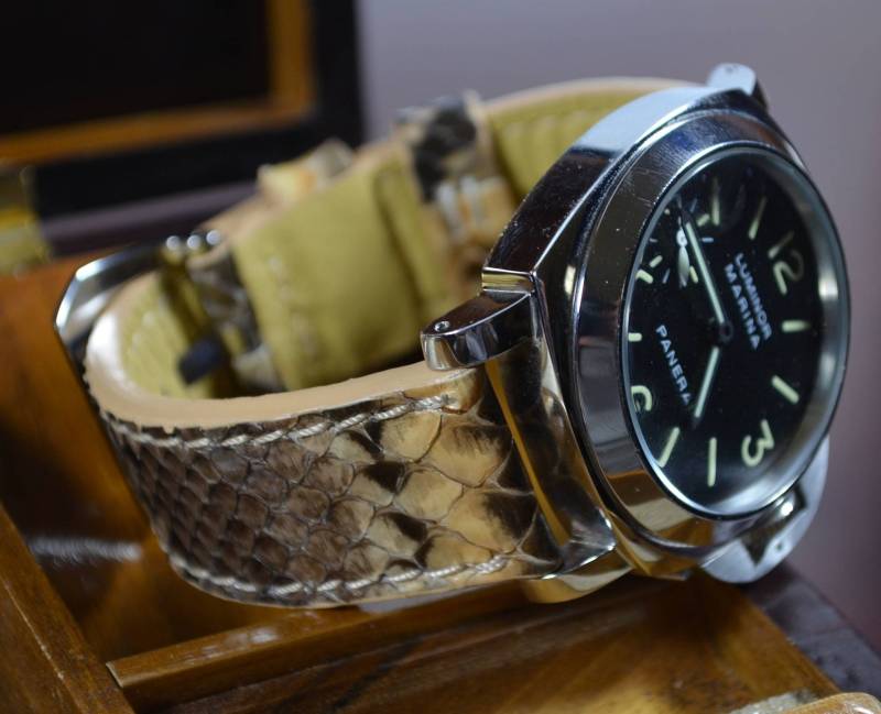 Ma Uhrenarmband 26 24 22mm Sand Braun Echt Python Schlangenhaut Lederband Handgefertigt Für Panerai Breitling Apple von MANSAREA
