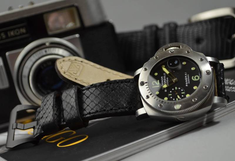 Ma Uhrenarmband 26 24 22mm Schwarz Matt Echt Python Schlangenhaut Lederband Handgefertigt Für Panerai Breitling Apple von MANSAREA