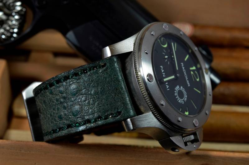 Ma Uhrenarmband Band 26 24 22 Mm Grün Echte Kröte Gebügelt Glattleder Passt Panerai Breitling Invicta Etc von MANSAREA