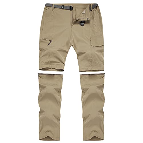 MANSDOUR Herren wandelbare Wanderhose, schnell trocknend, leicht, mit Reißverschluss, khaki, 52 von MANSDOUR