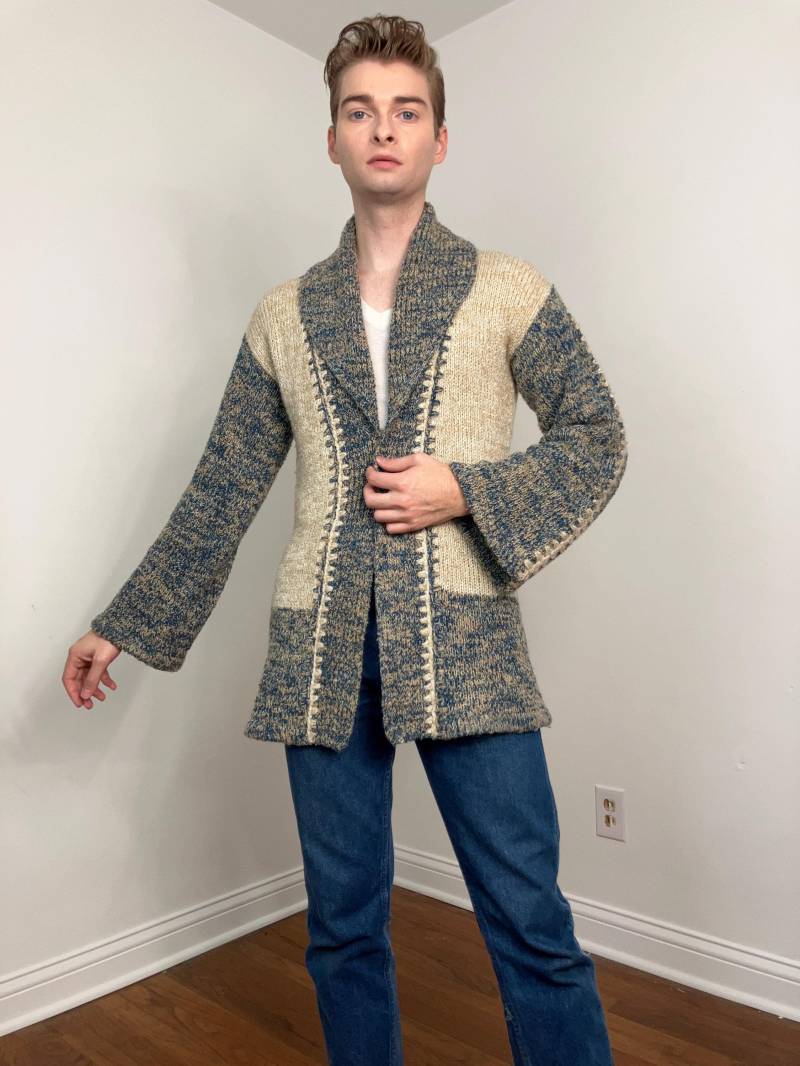 70Er Jahre Space Dye Patchwork-strickjacke von MANTISLADYVINTAGE