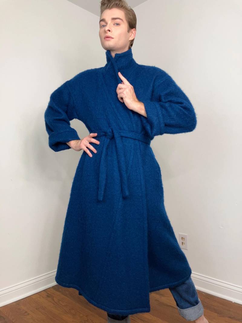 80Er Jahre Pauline Trigere Mohair Mix Im Wrap Style Swing Mantel von MANTISLADYVINTAGE