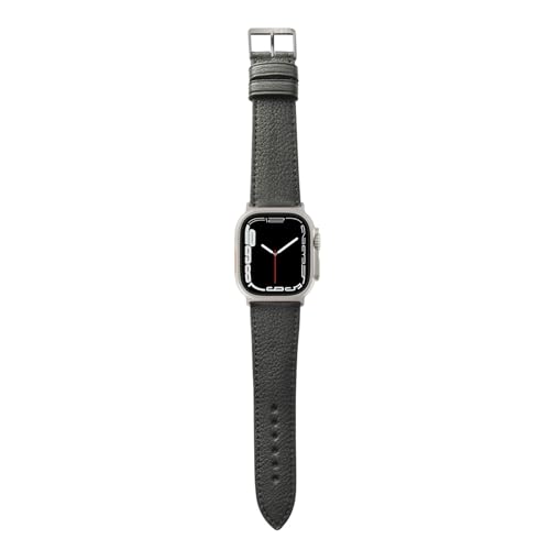 MANUFAKTURWERK Armband EIMSBÜTTEL | kompatibel mit Apple Watch Ultra, Ultra 2 | Leder | für Damen und Herren | Schwarz, Größe:M (Standard), 49 mm, Farbe:Titan von MANUFAKTURWERK