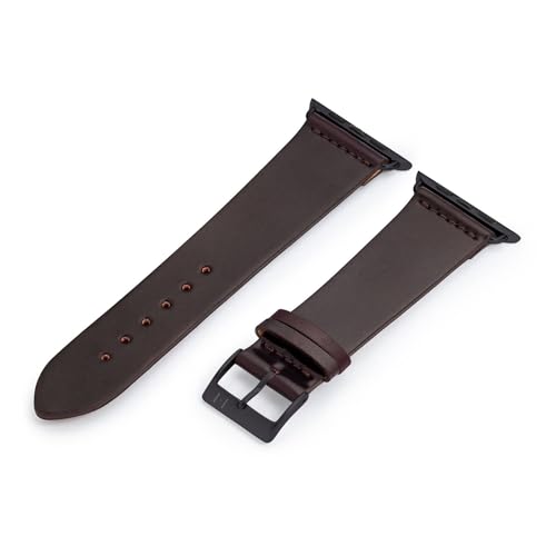 MANUFAKTURWERK Armband EPPENDORF | kompatibel mit Apple Watch 1-9, SE | Shell Cordovan Leder | für Damen und Herren | Bordeaux, Größe:S (Small). 38 mm / 40 mm / 41 mm, Farbe:Space Schwarz Edelstahl von MANUFAKTURWERK