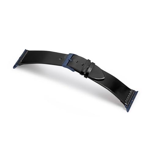 MANUFAKTURWERK Armband EPPENDORF | kompatibel mit Apple Watch 1-9, SE | Shell Cordovan Leder | für Damen und Herren | Schwarz, Größe:S (Small). 42 mm / 44 mm / 45 mm, Farbe:Blau Aluminium von MANUFAKTURWERK