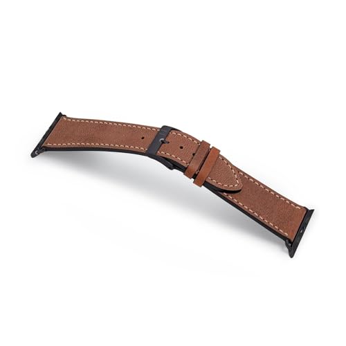 MANUFAKTURWERK Armband HOHELUFT | kompatibel mit Apple Watch 1-9, SE | Leder | für Damen und Herren | Sport | Braun, Größe:S (Small). 38 mm / 40 mm / 41 mm, Farbe:Space Schwarz Edelstahl von MANUFAKTURWERK