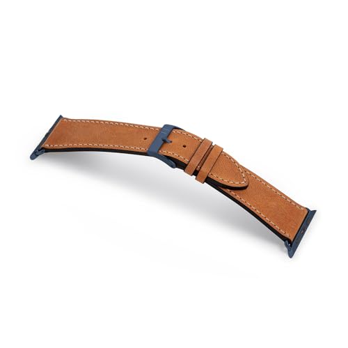 MANUFAKTURWERK Armband HOHELUFT | kompatibel mit Apple Watch 1-9, SE | Leder | für Damen und Herren | Sport | Cognac, Größe:XL (Large). 38 mm / 40 mm / 41 mm, Farbe:Blau Aluminium von MANUFAKTURWERK