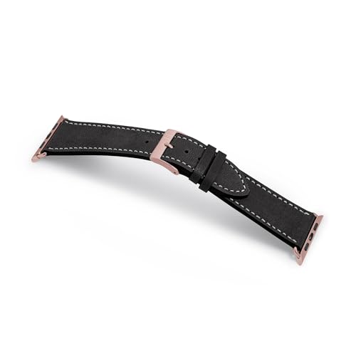 MANUFAKTURWERK Armband HOHELUFT | kompatibel mit Apple Watch 1-9, SE | Leder | für Damen und Herren | Sport | Schwarz, Größe:S (Small). 38 mm / 40 mm / 41 mm, Farbe:Gold Aluminium (Rosé) von MANUFAKTURWERK