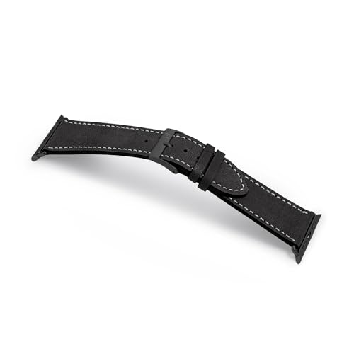 MANUFAKTURWERK Armband HOHELUFT | kompatibel mit Apple Watch 1-9, SE | Leder | für Damen und Herren | Sport | Schwarz, Größe:S (Small). 38 mm / 40 mm / 41 mm, Farbe:Space Grau Aluminium von MANUFAKTURWERK