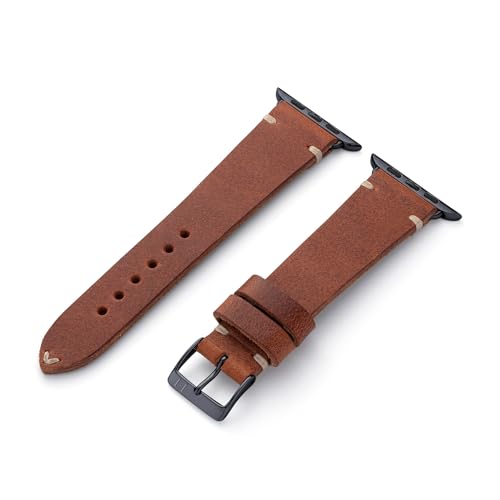 MANUFAKTURWERK Armband ST. Pauli | kompatibel mit Apple Watch 1-9, SE | Leder | für Damen und Herren | Sport | Mahagoni, Größe:M (Standard). 42 mm / 44 mm / 45 mm, Farbe:Mitternacht Aluminium von MANUFAKTURWERK
