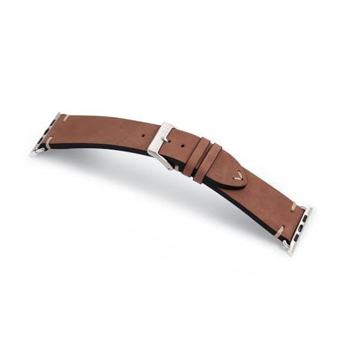 MANUFAKTURWERK Armband UHLENHORST | kompatibel mit Apple Watch 1-9, SE | Leder | für Damen und Herren | Sport | Braun, Größe:M (Standard). 38 mm / 40 mm / 41 mm, Farbe:Polarstern Aluminium von MANUFAKTURWERK
