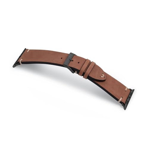 MANUFAKTURWERK Armband UHLENHORST | kompatibel mit Apple Watch 1-9, SE | Leder | für Damen und Herren | Sport | Braun, Größe:M (Standard). 42 mm / 44 mm / 45 mm, Farbe:Space Grau Aluminium von MANUFAKTURWERK