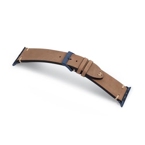 MANUFAKTURWERK Armband UHLENHORST | kompatibel mit Apple Watch 1-9, SE | Leder | für Damen und Herren | Sport | Sand, Größe:M (Standard). 42 mm / 44 mm / 45 mm, Farbe:Blau Aluminium von MANUFAKTURWERK