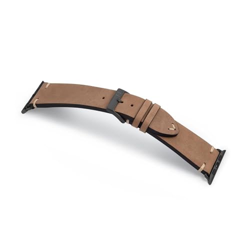 MANUFAKTURWERK Armband UHLENHORST | kompatibel mit Apple Watch 1-9, SE | Leder | für Damen und Herren | Sport | Sand, Größe:M (Standard). 42 mm / 44 mm / 45 mm, Farbe:Space Grau Aluminium von MANUFAKTURWERK
