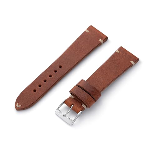 MANUFAKTURWERK Uhrenarmband ST. Pauli | Leder | für Damen und Herren | Silberne Schließe, Größe:M (Standard). 22/20 mm, Farbe:Mahagoni von MANUFAKTURWERK