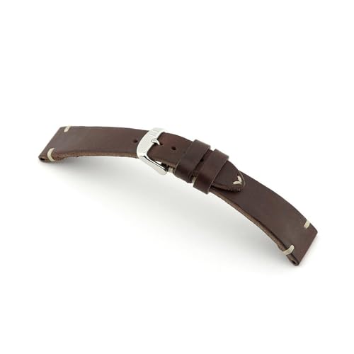 MANUFAKTURWERK Uhrenarmband ST. Pauli | Leder | für Damen und Herren | Silberne Schließe, Größe:XL (Large). 18/16 mm, Farbe:Mokka von MANUFAKTURWERK