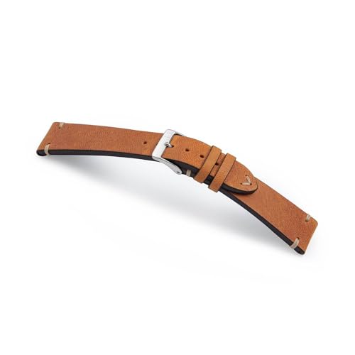 MANUFAKTURWERK Uhrenarmband UHLENHORST | Leder | für Damen und Herren | Silberne Schließe, Größe:M (Standard). 24/20 mm, Farbe:Cognac von MANUFAKTURWERK