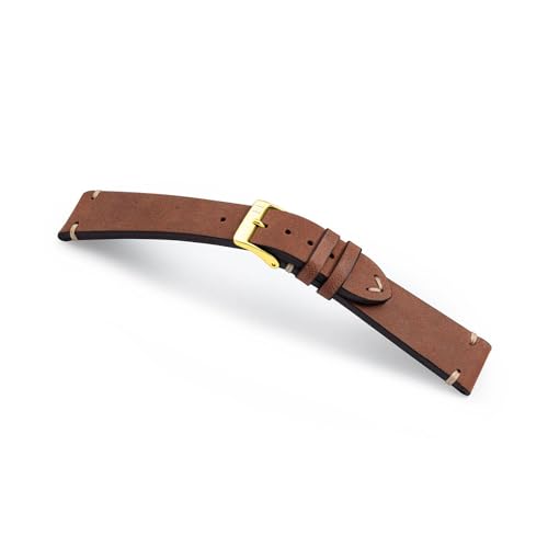MANUFAKTURWERK Uhrenarmband UHLENHORST | Leder | für Damen und Herren | goldene Schließe, Größe:M (Standard). 24/22 mm, Farbe:Braun von MANUFAKTURWERK