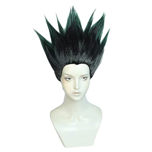 MANUKS Anime Cosplay Perücke für Gon Freecss Perücke,Short Black and Green Perücke Synthetisches Haar,Halloween Kostüm Perücke,für Party Karneval Weihnachten von MANUKS