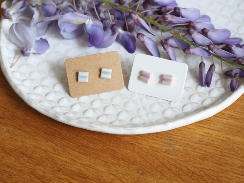 Keramik Ohrstecker Quadrat Pastell von MANUKceramics