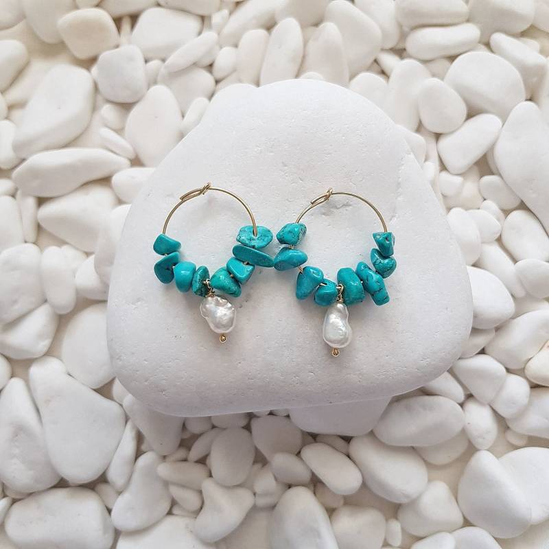 Bali Ohrringe, Ohrringe Aus Blauem Stein, Türkis Stein Creolen, Perlen Creolen Bali Ohrringe, Ohrringe Aus Blauem Stein, Türkis Stein Creolen, Perlen Creolen von MANUthelabel