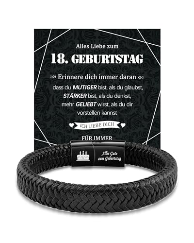 MANVEN 18. Geburtstag Junge Geschenk Geburtstagsgeschenk 18 Geburtstag Junge Lederarmband Herren für Sohn Enkel Neffen Bruder Ehemann Freund Kollegen von MANVEN