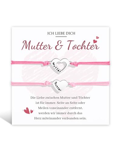 MANVEN 2 Mutter Tochter Armband Mutter Tochter Geschenk Muttertag Geburtstag Weihnachten Zurück zur Schule für Mädchen Damen Einschulung Schulanfang 8 9 10 11 12 jahre Herz Armband von MANVEN