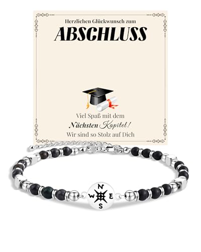 MANVEN Abschluss Geschenk Abitur 2025 Geschenk Abi 2025 Abschluss Schüler Bachelor Master Kompass Armband für Jungen Mädchen Freund Freundin Sohn Tochter Schülerinnen Klassenkamerad Schwarz von MANVEN