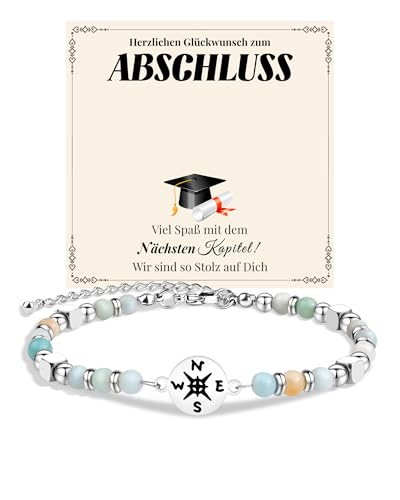 MANVEN Abschluss Geschenk Abitur 2025 Geschenk Abi 2025 Abschluss Schüler Bachelor Master Kompass Armband für Mädchen Freundin Tochter Schülerinnen Klassenkamerad Grün von MANVEN