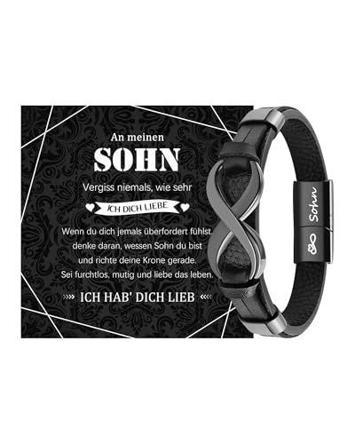 MANVEN An Meinen Sohn Armband Geschenke Für Sohn Von Mama Papa 18. Geburtstag Junge Geburtstagsgeschenk für Sohn Motivationsgeschenk Weihnachtstag My Son Lederarmband Gravur Sohn Herren 20.5 cm von MANVEN