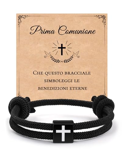 MANVEN Geschenke Kommunion Männlich Geschenk Erstkommunion Kind Mädchen Verstellbares Kreuz Armband für Jungen Mädchen von MANVEN