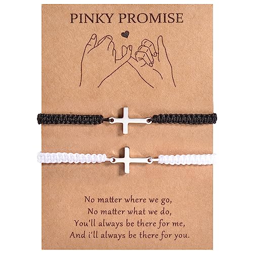 MANVEN Kreuz Armband Geflochtene Passende Pärchen Armbänder Handgemacht Verstellbares Armband Geschenk für Frauen Männer Paare Freund Freundin Gute Freunde Familie Mutter und Tochter für Ihn Sie von MANVEN