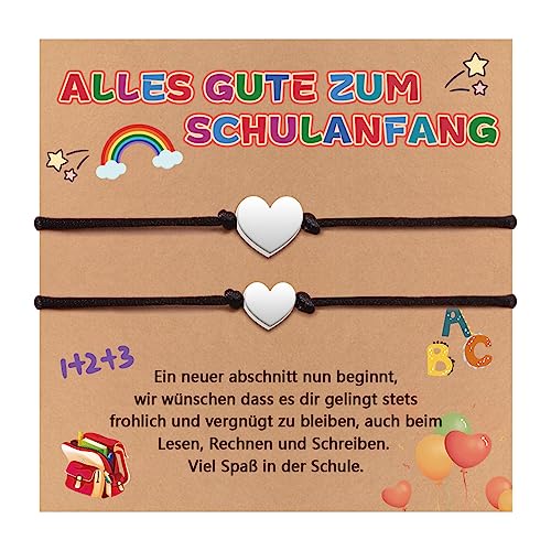MANVEN Mädchen Armband Schulanfang Geschenke Schulanfänger Schmuck Armbänder Geflochtenes Herz für Frauen Mutter Tochter Geschenk Einschulung Mädchen Deko Geburtstagsgeschenke Schulkind 2024 von MANVEN