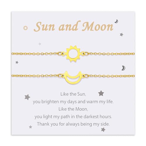 MANVEN Mutter Tochter Armband Freundschafts Armband Sonne und Mond Paar Armbänder für Schwester Paare Damen Geschenk Passende Armbänder aus 316L Edelstahl Geburtstagsgeschenk Weihnachten von MANVEN