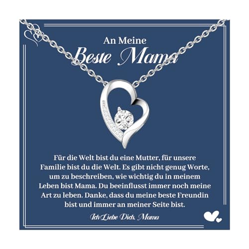 MANVEN Muttertagsgeschenk Kette für Mama Geschenke für Mama Mutter Geburtstagsgeschenk Herz Halskette Damen Schmuck An Meine Mütter Muttertag Geschenk Weihnachten von MANVEN