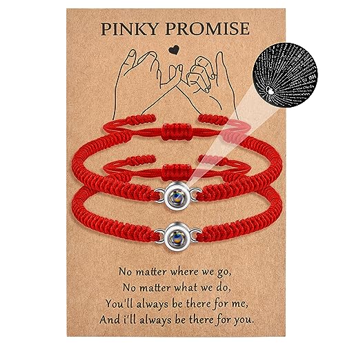 MANVEN Pärchen Armband Paare Geschenke Partnerarmbänder Projektion von Ich liebe dich in 100 Sprachen Rot von MANVEN