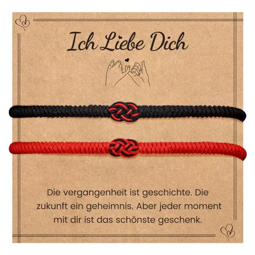 MANVEN Pärchen Armband Partnerarmbänder Paare Geschenke Kabbala Rotes Seil Armband Glücksarmband Amulett für Paare Sie Ihn Ehemänner Ehefrauen Valentinstag Jahrestag Geschenk Ich liebe dich von MANVEN