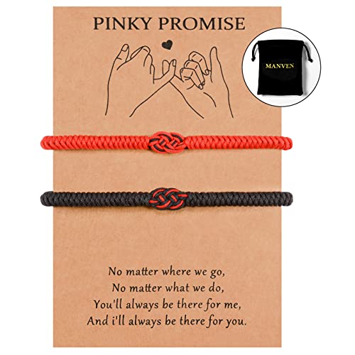 MANVEN Pärchen Armband Rotes Seil Armband Handgewebt Einstellbar Passendes Armband Geschenke für Männer und Frauen, Geburtstagsgeschenke für Freundin und Freund von MANVEN