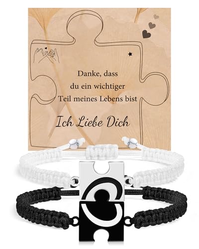 MANVEN Partner Geschenke Partnerarmbänder Paar Geschenke Pärchen Armband Paare Valentinstag Jahrestag Weihnachtstag Geburtstag für Ihn Sie Mann Frau Freunde Freundinnen Ehemänner Ehefrauen Weiß von MANVEN