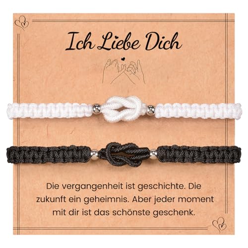 MANVEN Partnerarmbänder Pärchen Armband Paare Geschenke für Passende Paar Valentinstag Weihnachtstag Geburtstag Jahrestag Kabbala Seil Glücksarmband Amulett für Freund Freunde Verlobte von MANVEN