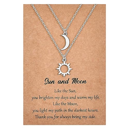 MANVEN Sonne und Mond Halskette Freundschaft Halsketten Mutter Tochter Kette für Paare Damen Besten Freund PärchenFreundschaft Geschenke für Freunde Schwestern Frauen Mädchen Silber von MANVEN