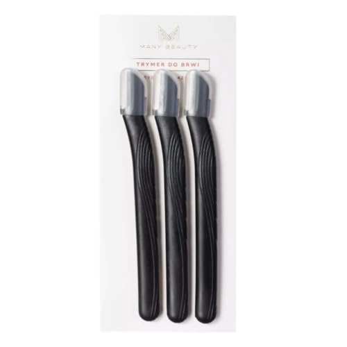 MANY BEAUTY Augenbrauen Trimmer Damen – 3er Set Augenbrauenrasierer für Dermaplaning & Gesichtshaarentfernung – Sanft & Präzise – Edelstahl Klinge mit Schutz – Ergonomisch & Sicher - Schwarz von MANY BEAUTY