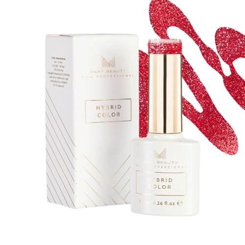 MANY BEAUTY UV Nagellack Schimmerndes Rot - Gel Nagellack UV - Präzise Lackierung mit UV Lack - Gellack UV mit Selbstnivellierender Formel - Perfekte Abdeckung Gel Nail Polish - 909 Crimson Spark von MANY BEAUTY