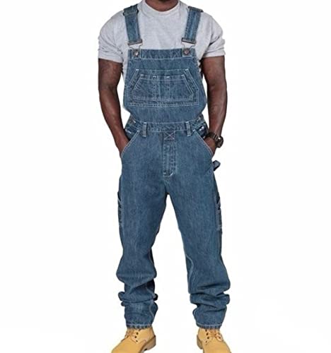 Herren Loose Fit Denim Work Bib Herren Cargo Verstellbare Overalls Latzhose Baggy Chic Strampler mit Mehreren Taschen von MANYMANY