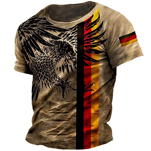 Herren Sommer Flag Print Kurzarm T-Shirt Herren Vintage Washed Work Tops Tactical Military Athletic Fit Pullover von MANYMANY