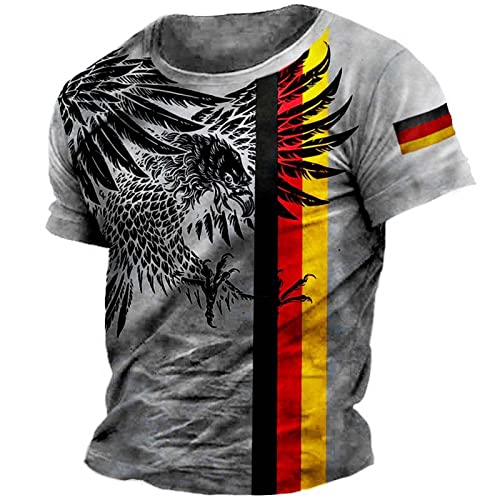 Herren Sommer Flag Print Kurzarm T-Shirt Herren Vintage Washed Work Tops Tactical Military Athletic Fit Pullover von MANYMANY