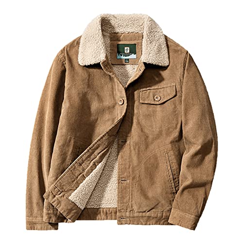 MANYMANY Herren Sherpa Cord Trucker Jacke Herren Winter Dicke Warme Reversjacken von MANYMANY