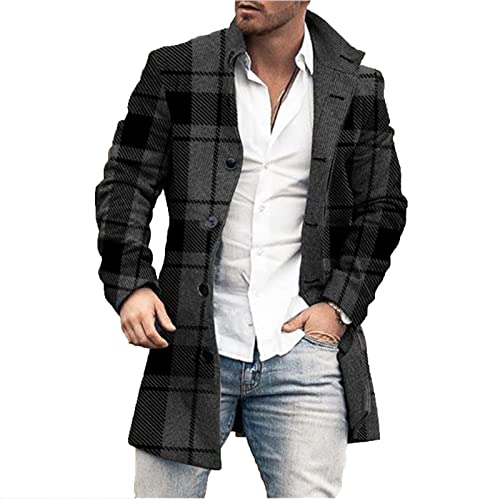 MANYMANY Herren Woll Trench Long Coat Herren Vintage Woolen Winter Long Coat Elegant Slim Trench Jacket Topcoat von MANYMANY