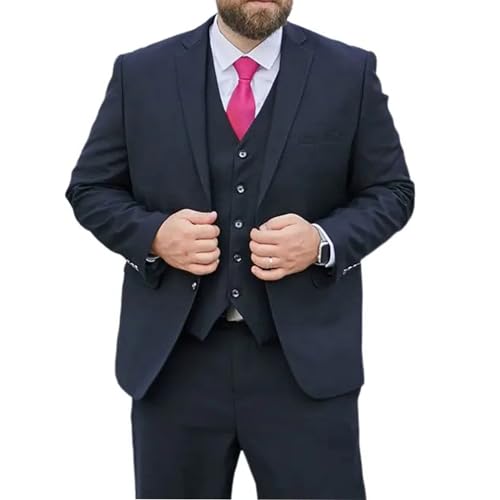 MANYUBEI Herren Anzüge, 3-teilig Smoking Jacke Extra Groß Lockere Version Business Casual Hochzeits Blazer Kleid Bankett Gastgeber Formelle Jacke, Dicke Herrenbekleidung,5XL,Blue von MANYUBEI